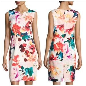 Floral NWT Sheath Pink & White Dress Tailored Knee Length Spring Chetta B
